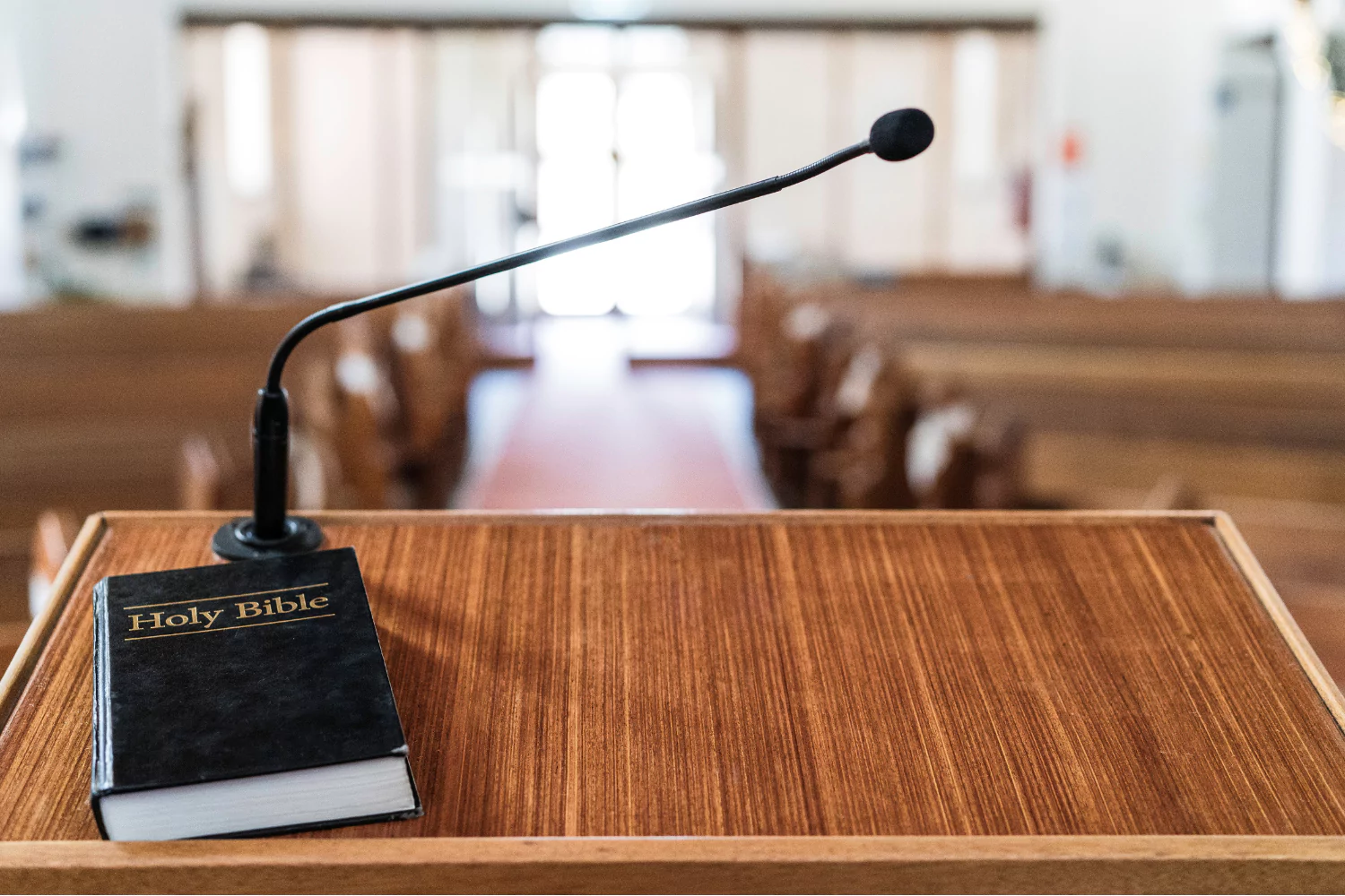 view behind the pulpit of an empty church