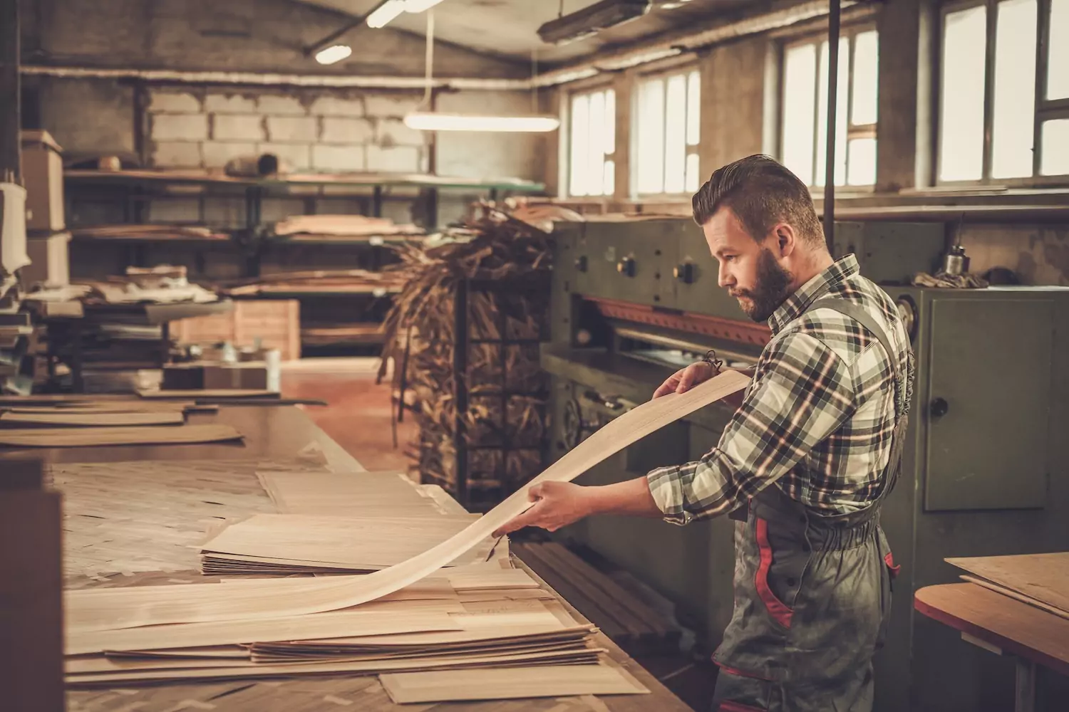 Man doing woodworking for stress management
