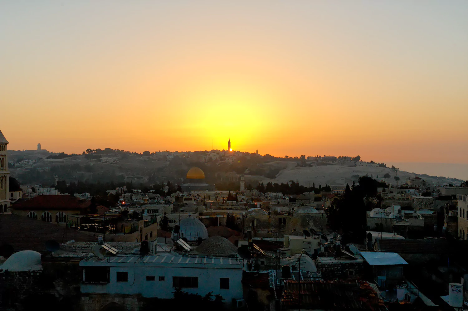 sunrise over old city