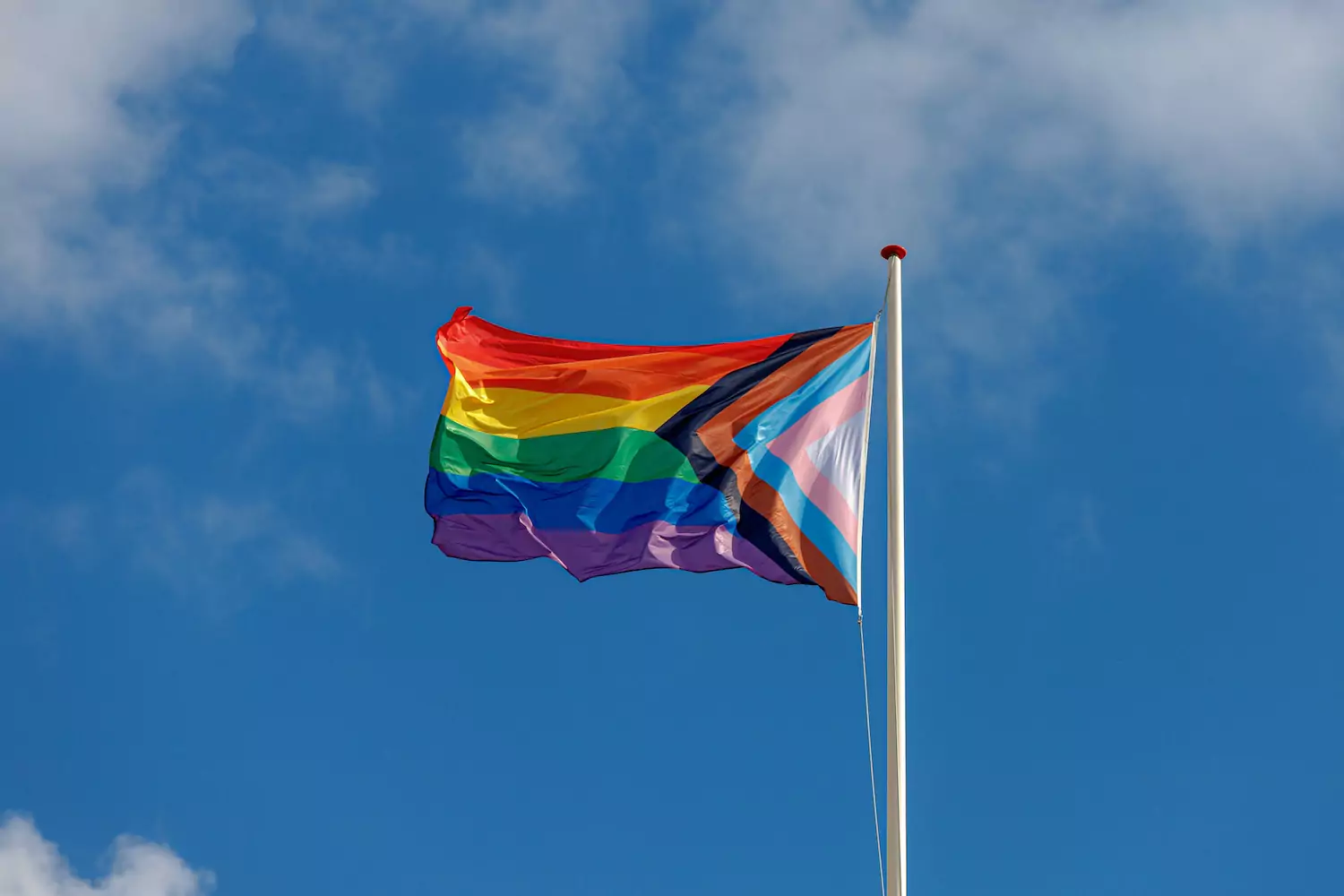 A pride flag waving in a blue sky, reminding pastors of the need to respond biblically to pride month.