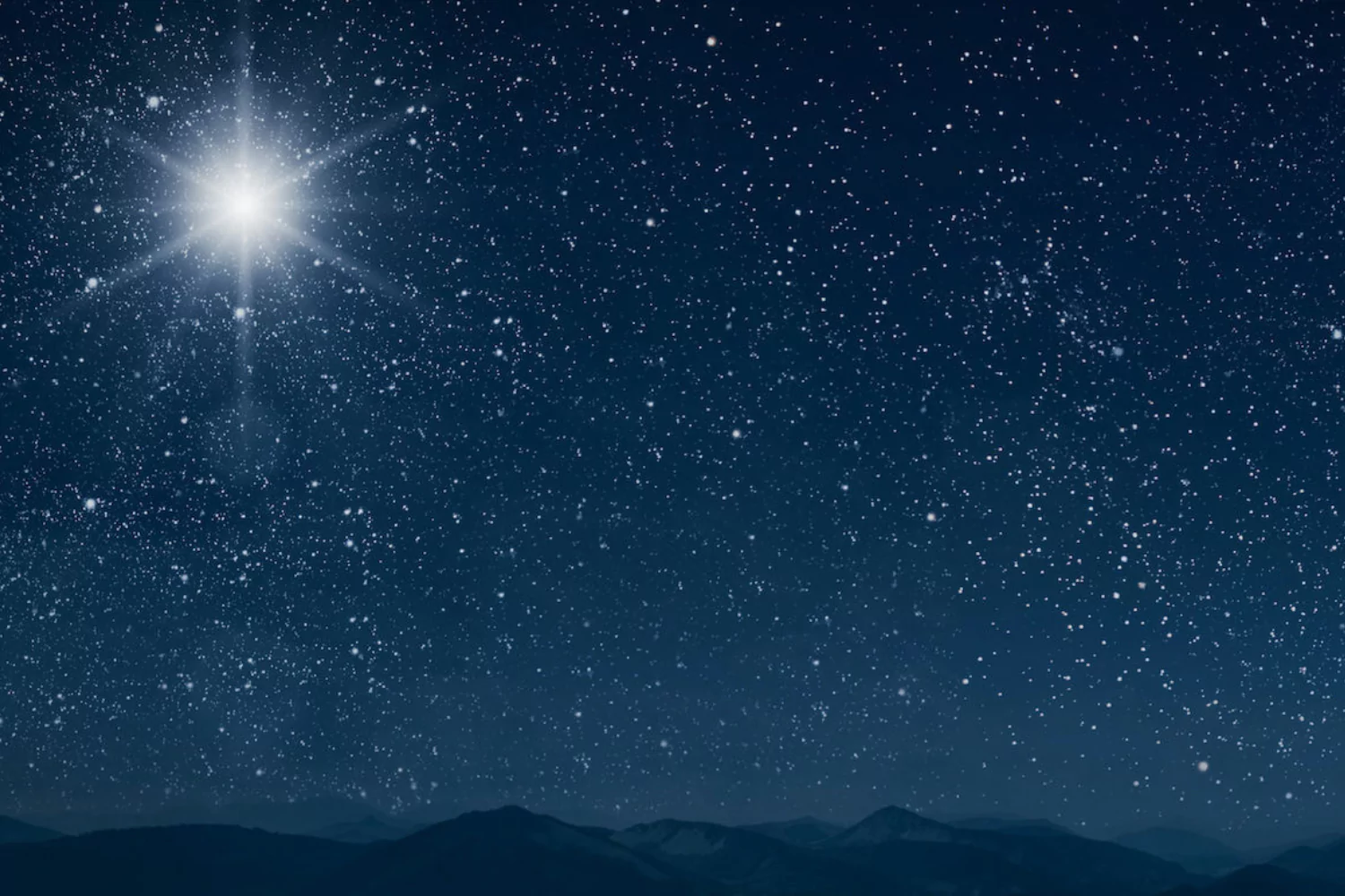Star filled night with the star of Bethlehem