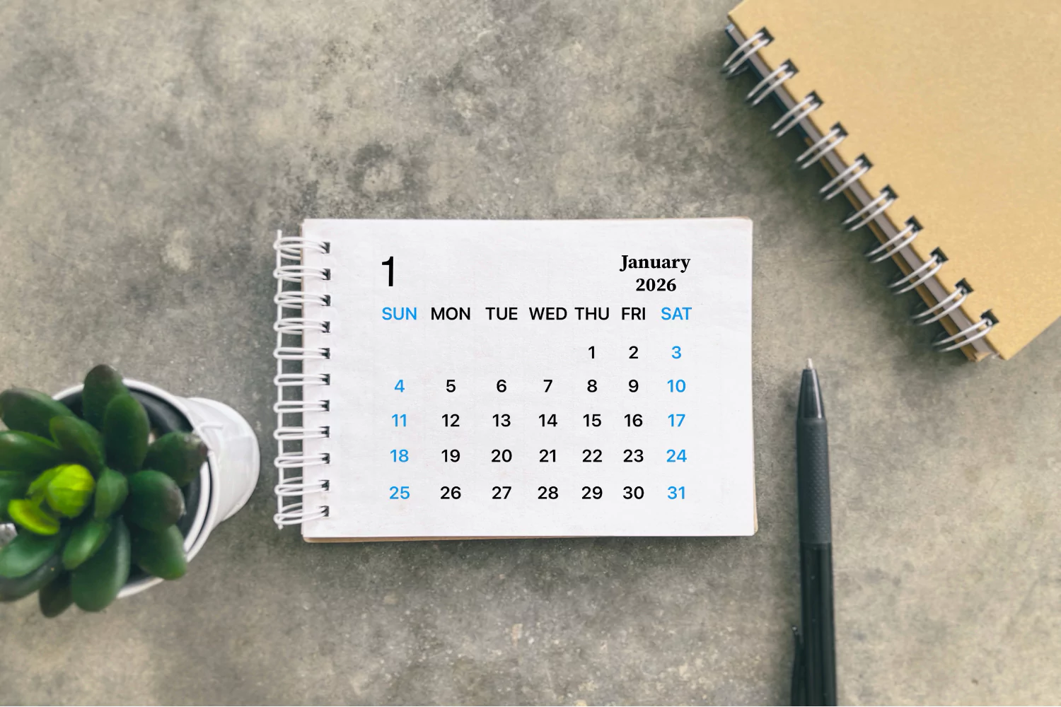Calendar that symbolizes the resolutions for pastors in the new year.